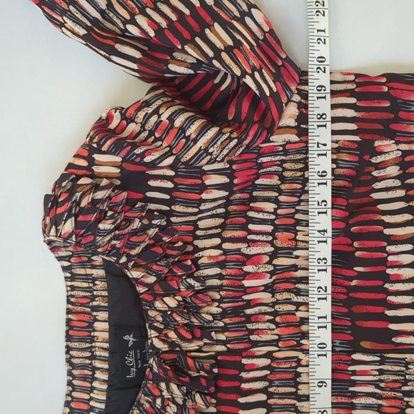 Ivy Chic NY Double Loop Layer Neckline Cropped Lined Blazer LARGE Black Red - Picture 16 of 16